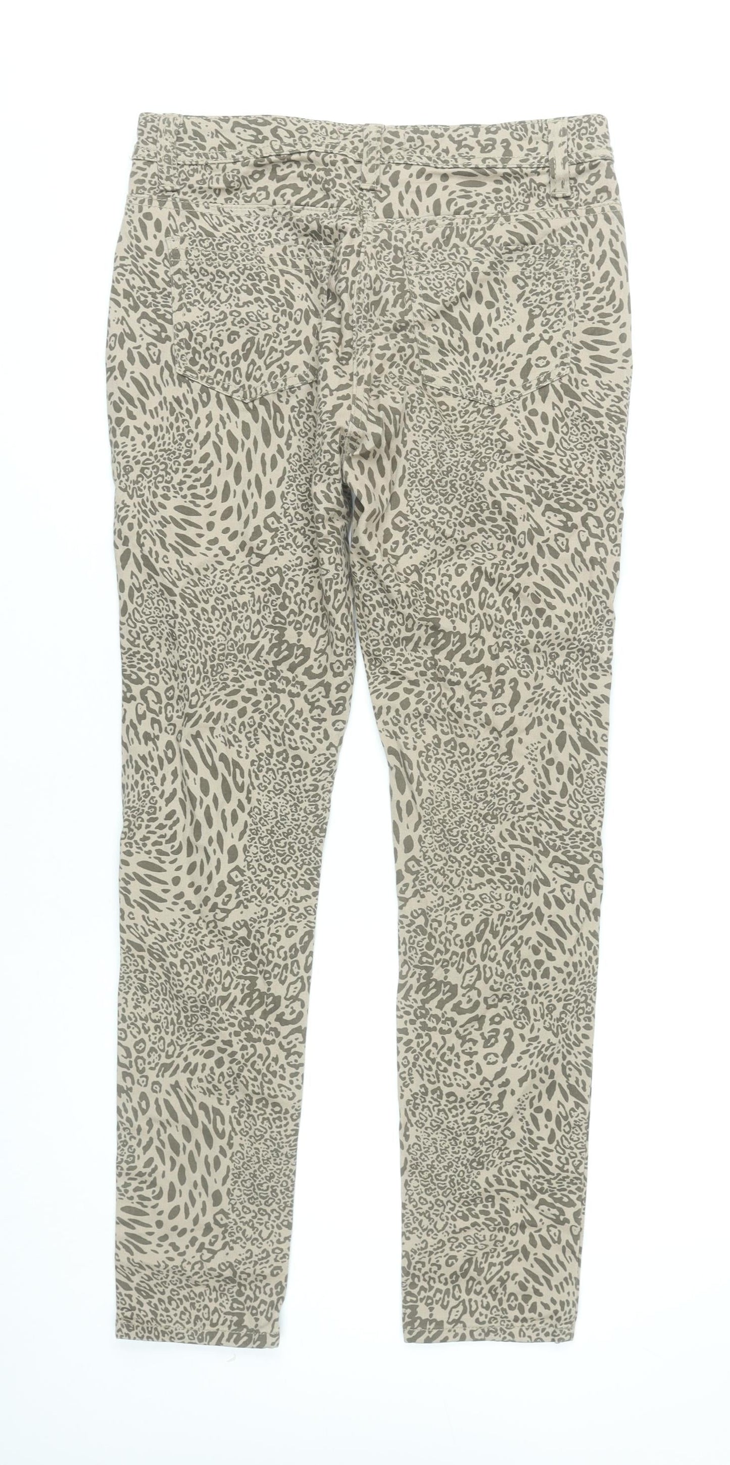 George Womens Beige Animal Print Skinny Jeans Size 12