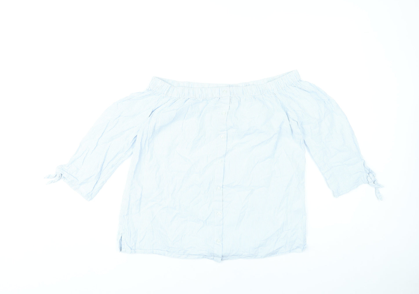Dorothy Perkins Women’s Blue Striped Off Shoulder Blouse Size 10