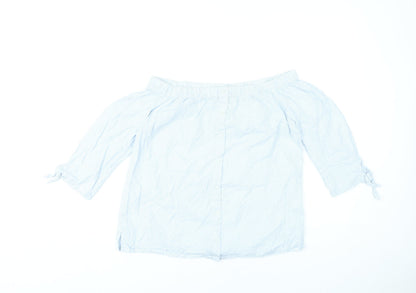 Dorothy Perkins Women’s Blue Striped Off Shoulder Blouse Size 10