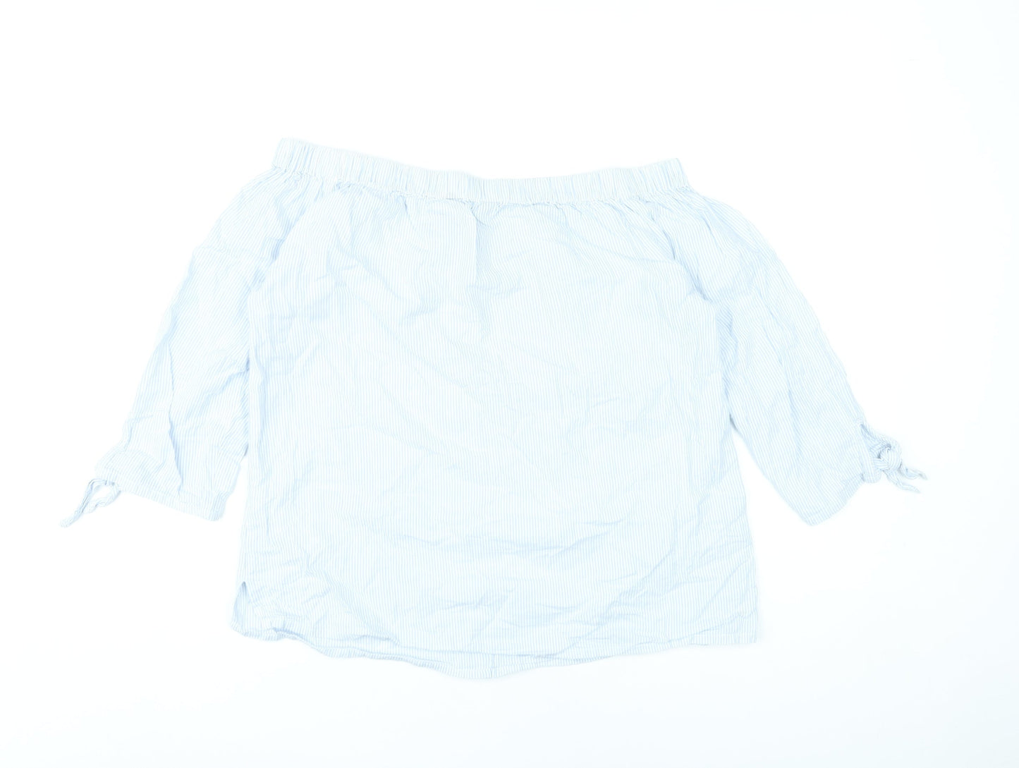 Dorothy Perkins Women’s Blue Striped Off Shoulder Blouse Size 10