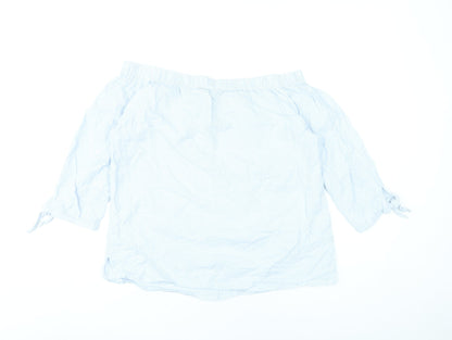 Dorothy Perkins Women’s Blue Striped Off Shoulder Blouse Size 10