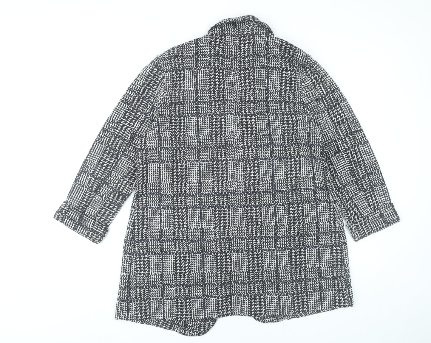 F&F Women's Grey Check Coat UK 12 Mid-Length Overcoat