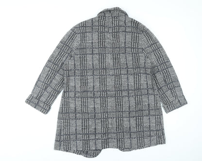 F&F Women's Grey Check Coat UK 12 Mid-Length Overcoat