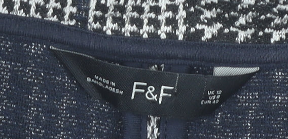 F&F Women's Grey Check Coat UK 12 Mid-Length Overcoat