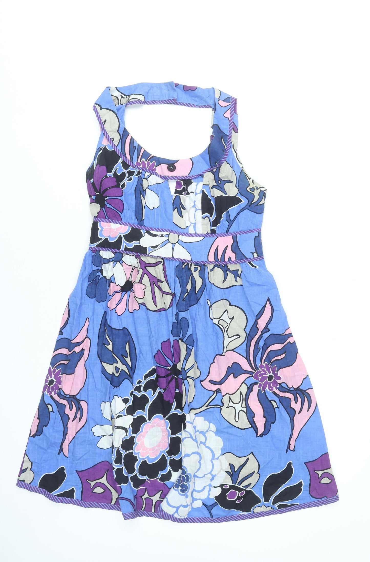Next Petite Women’s Blue Floral A-Line Halter Dress Size 8