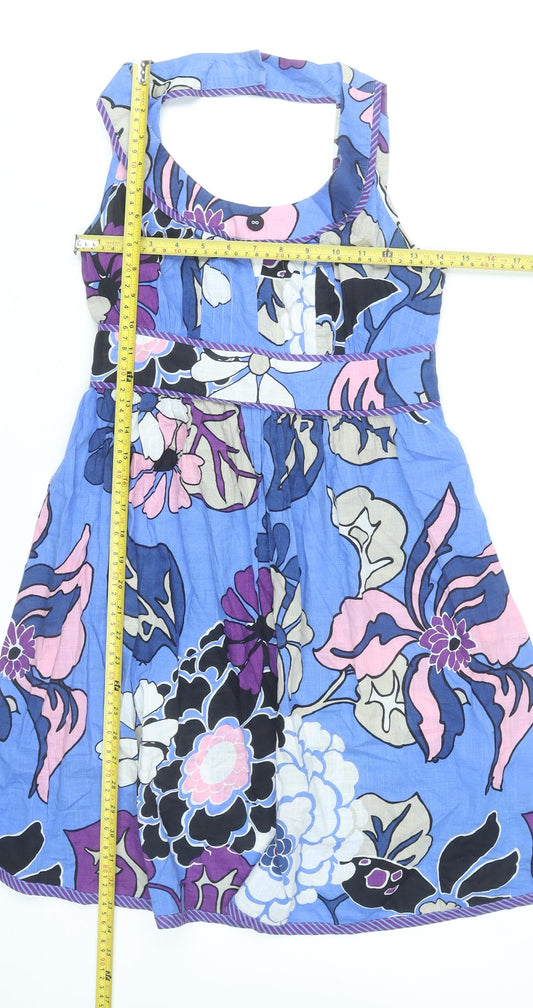 Next Petite Women’s Blue Floral A-Line Halter Dress Size 8