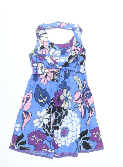 Next Petite Women’s Blue Floral A-Line Halter Dress Size 8
