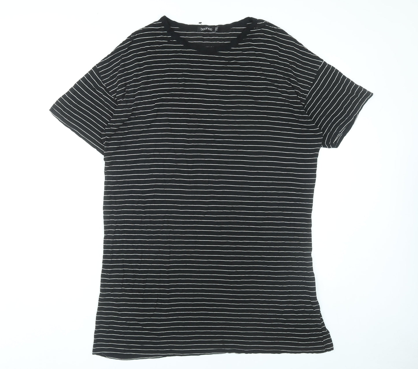 Boohoo Women’s Black Striped T-Shirt Dress Size 16 Casual