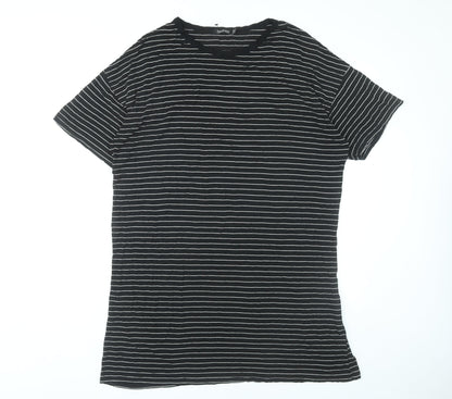 Boohoo Women’s Black Striped T-Shirt Dress Size 16 Casual