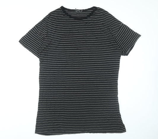 Boohoo Women’s Black Striped T-Shirt Dress Size 16 Casual