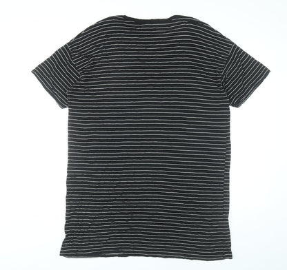 Boohoo Women’s Black Striped T-Shirt Dress Size 16 Casual