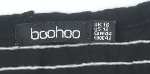 Boohoo Women’s Black Striped T-Shirt Dress Size 16 Casual