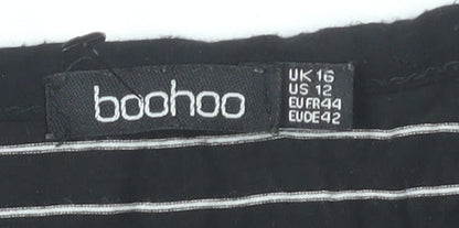 Boohoo Women’s Black Striped T-Shirt Dress Size 16 Casual