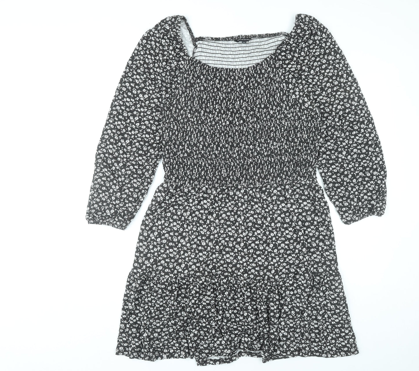 Peacocks Women’s Black Floral Skater Dress Size 20 Knee Length