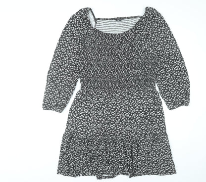 Peacocks Women’s Black Floral Skater Dress Size 20 Knee Length