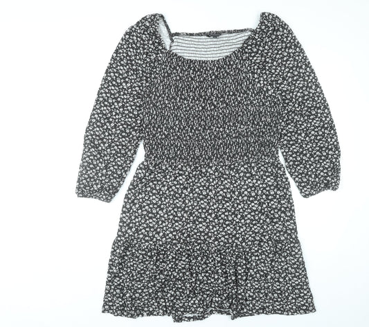 Peacocks Women’s Black Floral Skater Dress Size 20 Knee Length