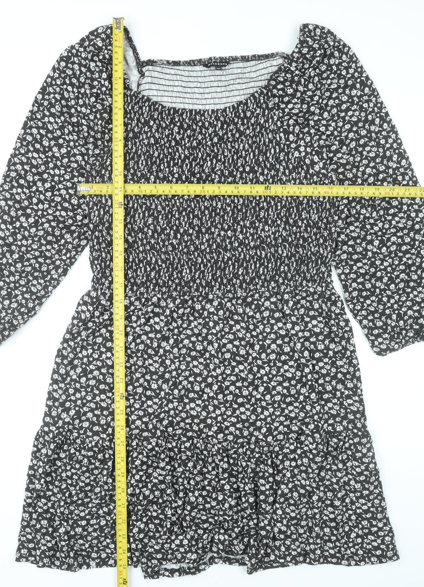 Peacocks Women’s Black Floral Skater Dress Size 20 Knee Length