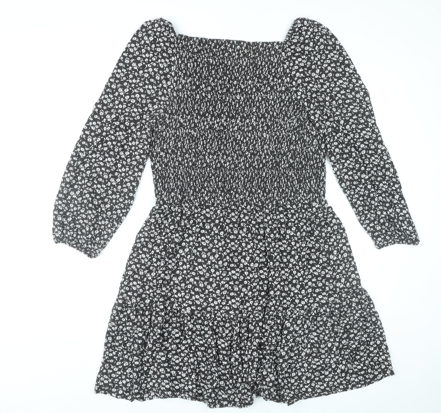 Peacocks Women’s Black Floral Skater Dress Size 20 Knee Length