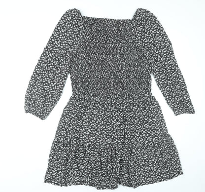 Peacocks Women’s Black Floral Skater Dress Size 20 Knee Length