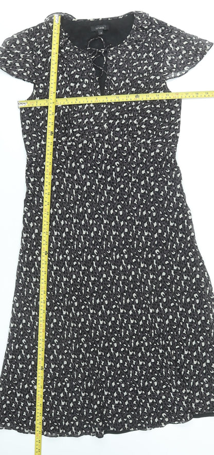 Linea Women’s Black Animal Print Silk A-Line Dress Size 12