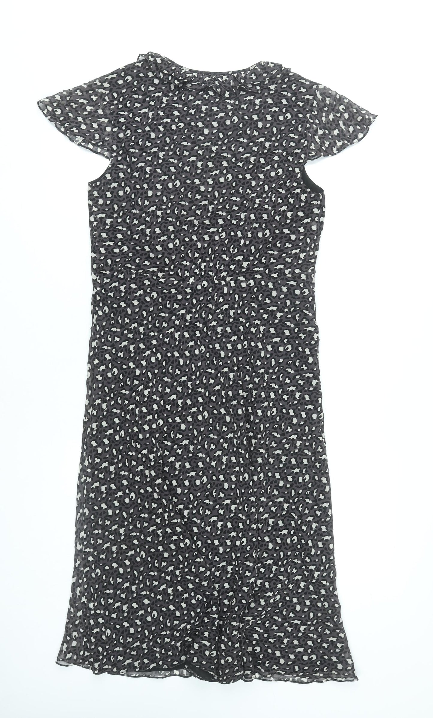 Linea Women’s Black Animal Print Silk A-Line Dress Size 12