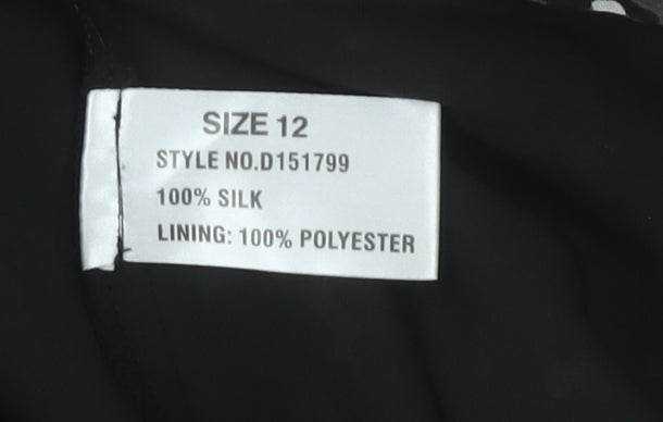 Linea Women’s Black Animal Print Silk A-Line Dress Size 12