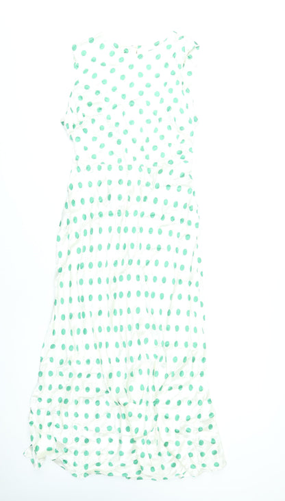 Marks and Spencer Women’s White Polka Dot A-Line Midi Dress Size 14
