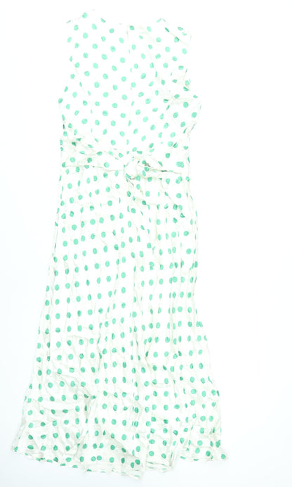 Marks and Spencer Women’s White Polka Dot A-Line Midi Dress Size 14
