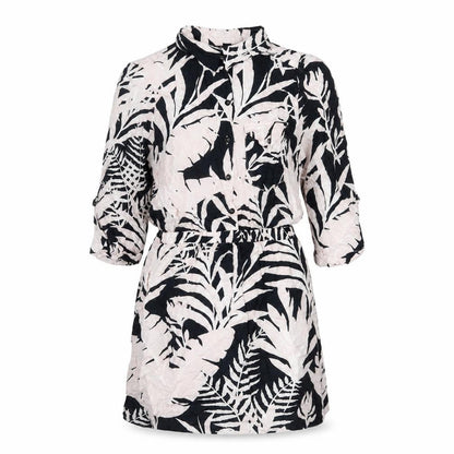 Topshop Women’s Black White Tropical Print Shirt Dress Size 8