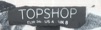 Topshop Women’s Black White Tropical Print Shirt Dress Size 8
