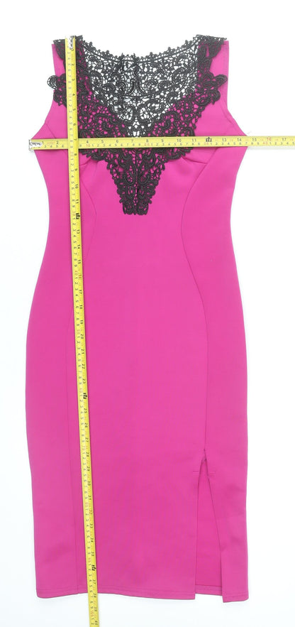 New Look Women Pink Bodycon Knee Length Dress Size 12 Party