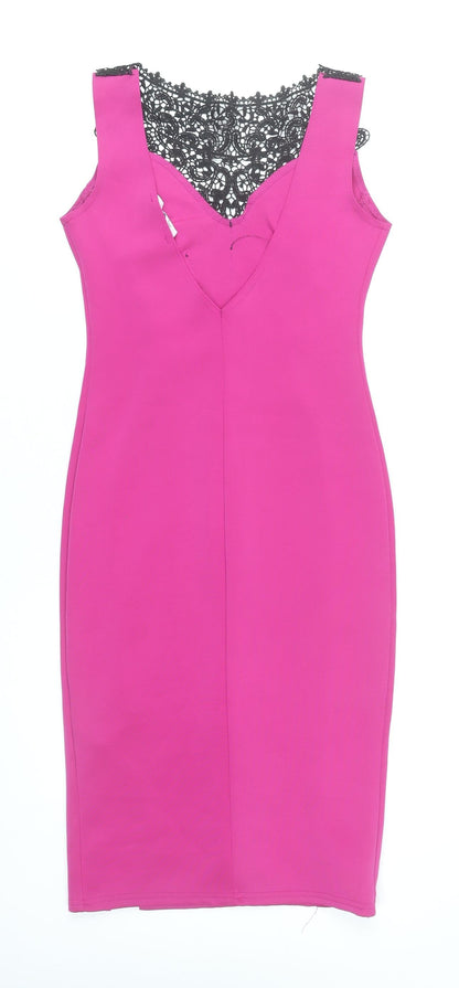 New Look Women Pink Bodycon Knee Length Dress Size 12 Party