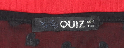 Quiz Womens Red Skater Dress Size 12 Sleeveless Scoop Neck Party