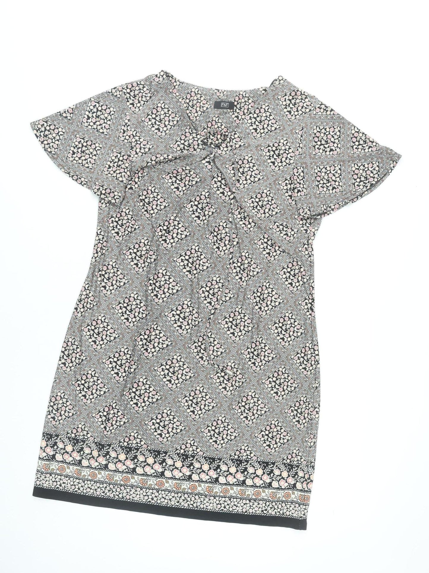 F&F Womens Multicoloured Floral Shift Dress Size 18 Short Sleeve