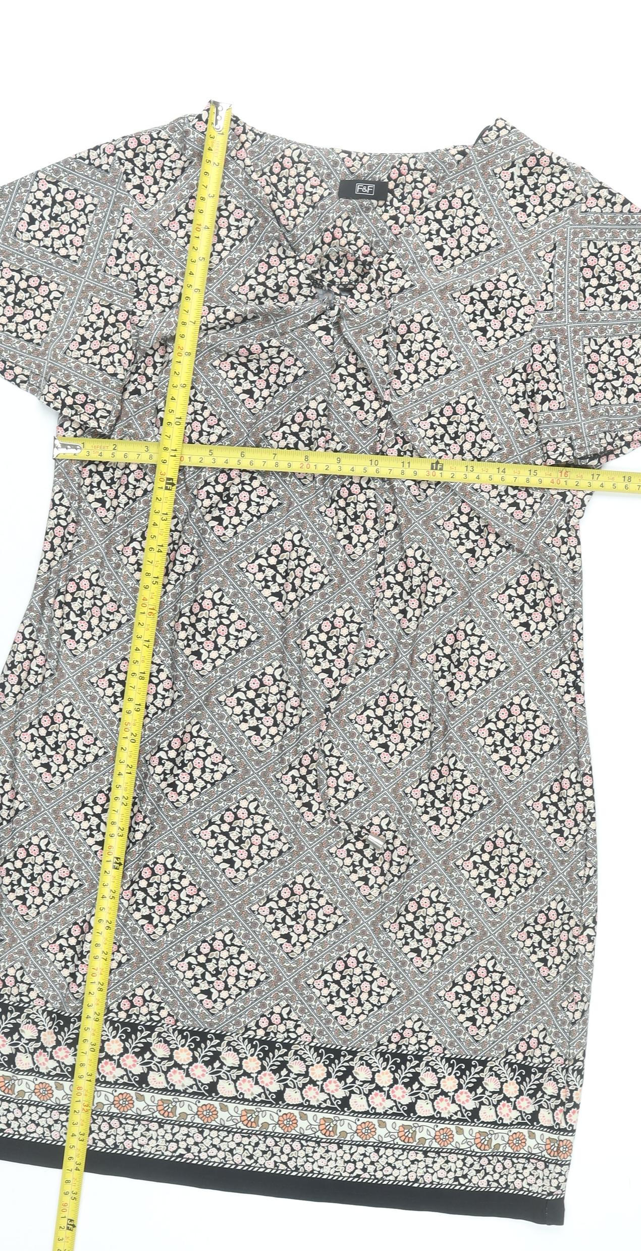 F&F Womens Multicoloured Floral Shift Dress Size 18 Short Sleeve