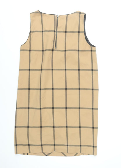 Next Women Beige Check Sleeveless Sheath Dress Size 14