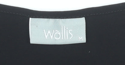 Wallis Women Black M Trapeze Swing Dress Beaded Scoop Neck Party