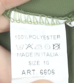 Boohoo Womens Green Kimono Sleeve Blouse Size 10 Ruffle Button