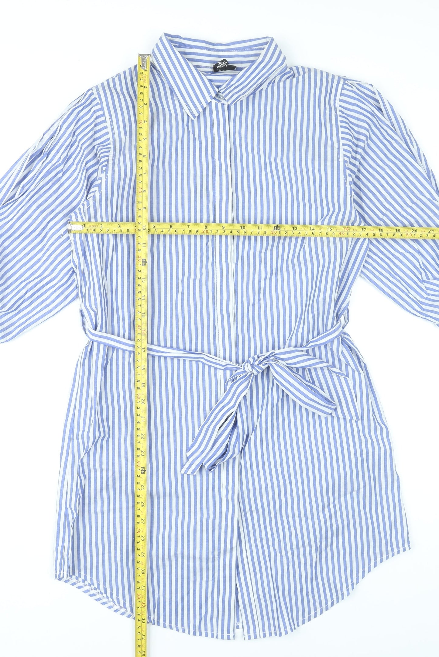 Izabel London Women’s Blue Striped Shirt Dress Size 12 Cotton