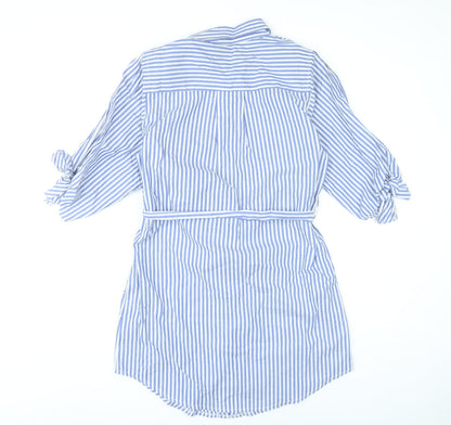 Izabel London Women’s Blue Striped Shirt Dress Size 12 Cotton