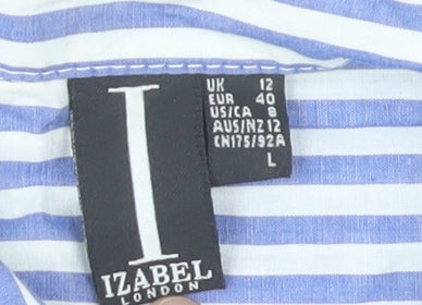 Izabel London Women’s Blue Striped Shirt Dress Size 12 Cotton