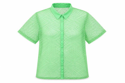 Womens UK Size 14 PRETTYLITTLETHING Green Basic Button-Up