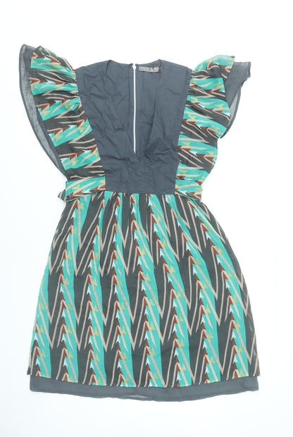 Reef Women’s Multicoloured A-Line Short Flutter Sleeve Dress M