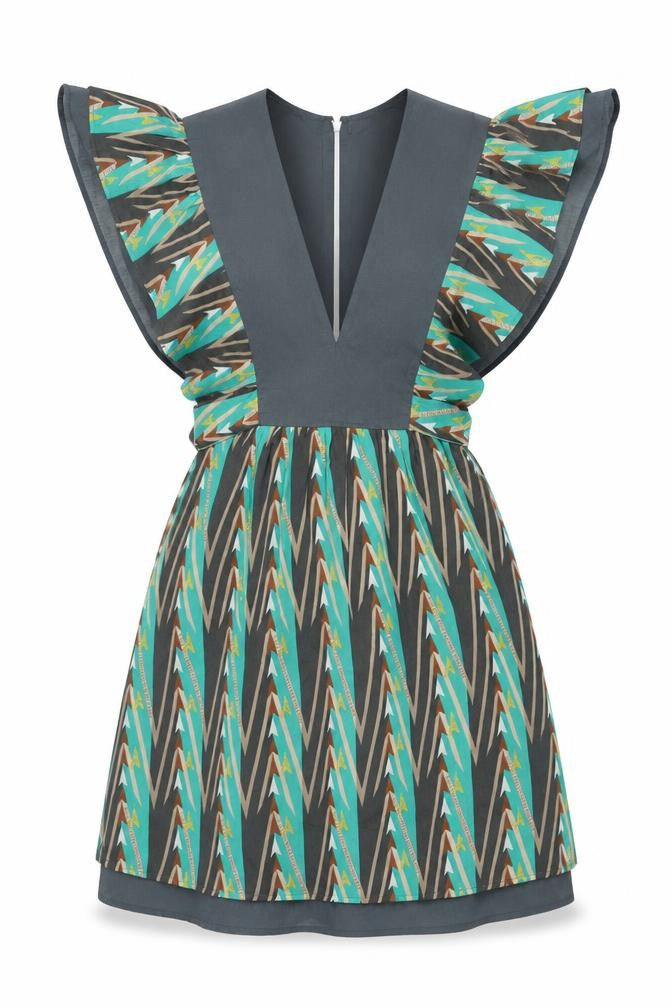 Reef Women’s Multicoloured A-Line Short Flutter Sleeve Dress M