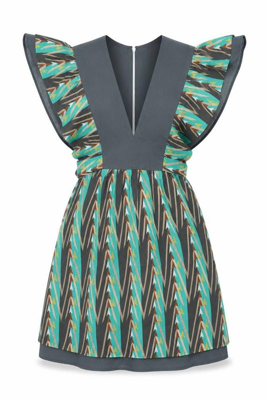 Reef Women’s Multicoloured A-Line Short Flutter Sleeve Dress M