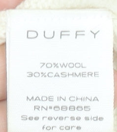 Duffy Womens Ivory Wool Cashmere V-Neck Pullover Jumper L