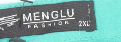 Menglu Fashion Women’s Green 2XL Blouse V-Neck Short Sleeve Lightweight