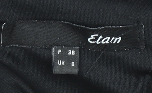 Etam Womens Black Shift Dress UK 8 Short Ruffle Long Sleeve