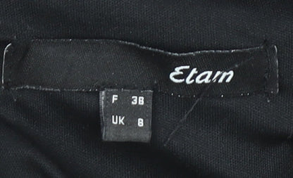 Etam Womens Black Shift Dress UK 8 Short Ruffle Long Sleeve