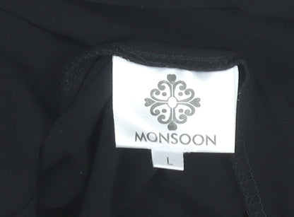 Monsoon Women’s Black L Slip Dress V-Neck Classic Knee Length